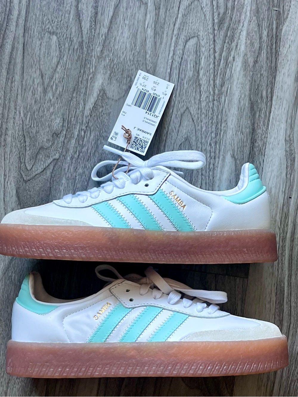 Adidas Originals Samba Sneakers White Mint with Gum Sole - Big Kids - Picture 4 of 7